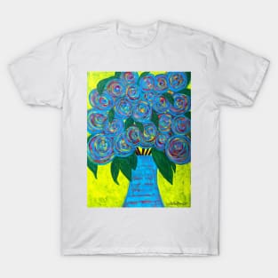 Blue Vase Bright Flowers T-Shirt